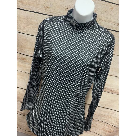 Under Armour Womens Shirt Size Medium Cold Gear Mock Long Sleeve Black Stars Top - Picture 9 of 15